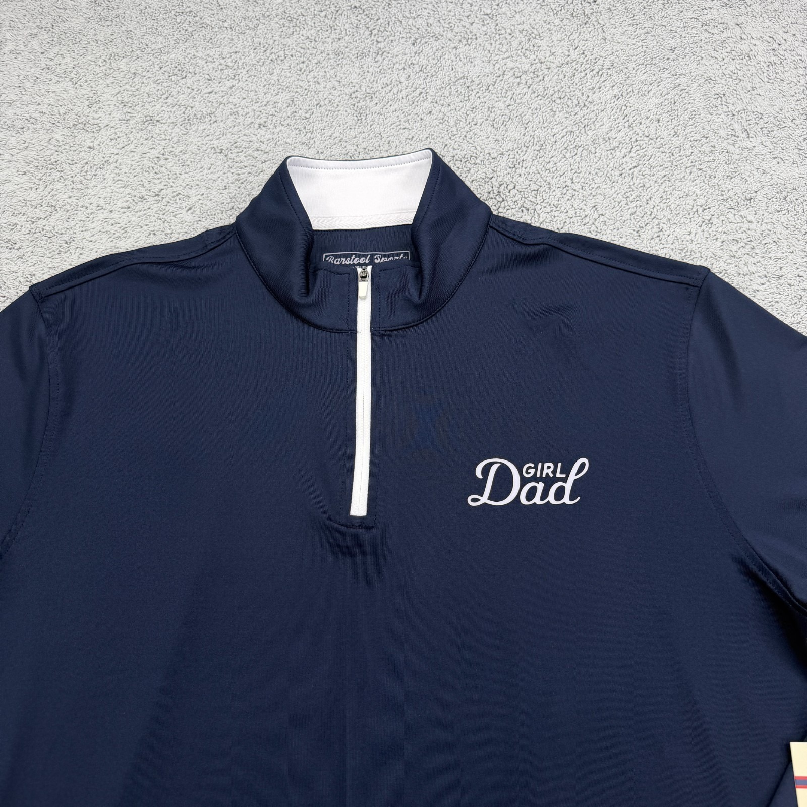Barstool Sports Quarter Zip Pullover Mens Medium Navy Blue Girl Dad Fathers Day — image 2 of 8